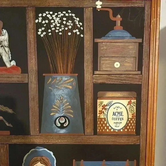 Vintage Huntington Folk Art  Oil On Canvas Shadow Box Scene 27”x33” - Picture 4 of 9